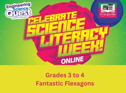 University of Waterloo ESQ Logo and Science Literacy Week title with neon graphics