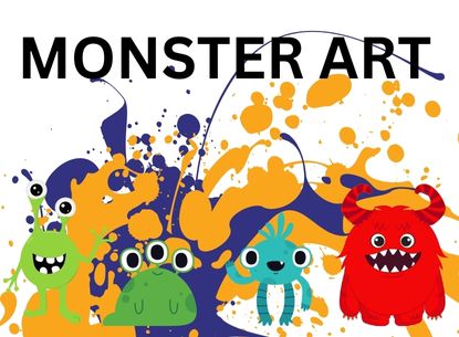 graphic monsters on a paint splatter background